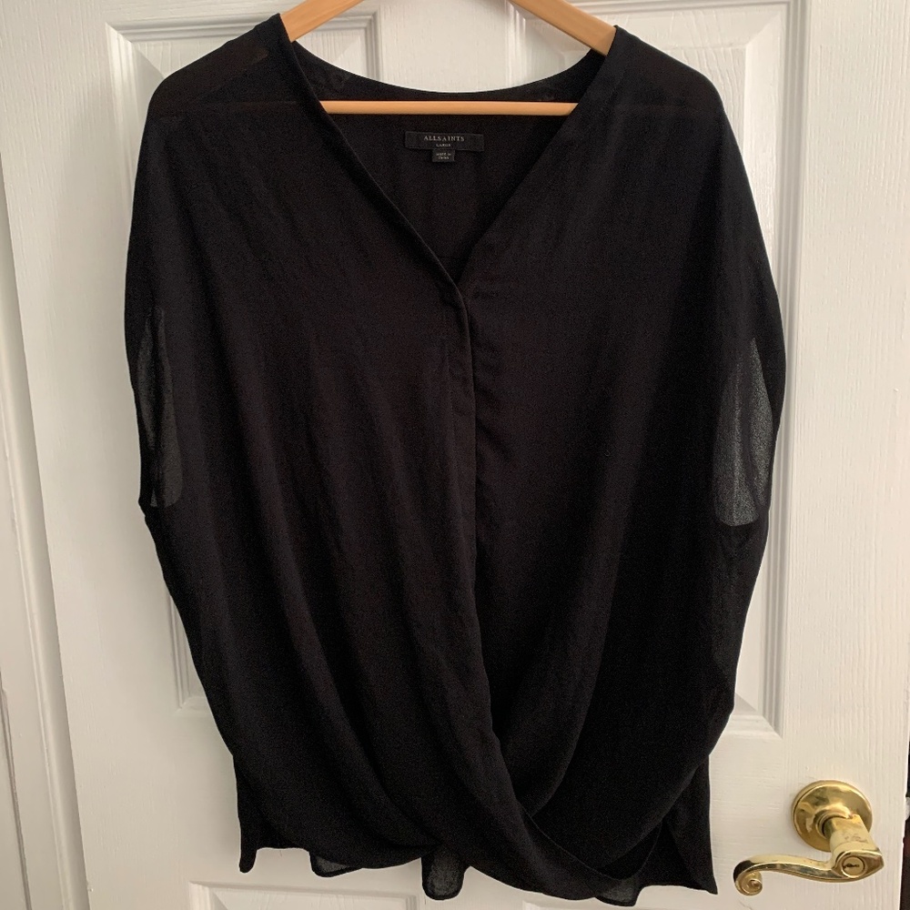 ALL SAINTS - short sleeve sheer blouse